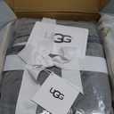 UGG Bliss Throw Blanket Plush Soft Fleece Fluffy Blankets for Bed or Couch Oversized Warm Reversible Machine Washable Medium Weight Home Decor Giftable Throw, 50-inch x 70-inch, Charcoal Grey