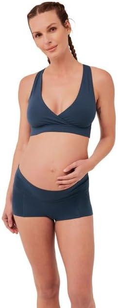 Pact Organic Cotton Maternity Nursing Bralette for Breastfeeding - Stretchy, Wireless (Blue, M)