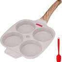 Egg Pan Egg Frying Pan, Fried Egg Pan Nonstick 4 Cups Pancake Pan Aluminium Alloy Cooker for Breakfast, Induction Compatible 8.3 in (White)