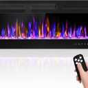 BETELNUT 40" Electric Fireplace Wall Mounted and Recessed with Remote Control, 750/1500W Ultra-Thin Wall Fireplace Heater W/Timer Adjustable Flame Color and Brightness, Log Set & Crystal Options