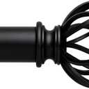 Black Curtain Rods for Windows 18 to 86 inch, 1 Inch Adjustable Curtain Rod, Heavy Duty Window Curtains Rod for Bedroom Living Room, Modern Decorative Drapery Rods Birdcage Finials