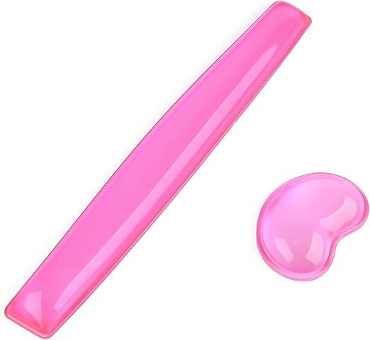 Gel Keyboard & Mouse Wrist Rest Set - Keyboard Wrist Rest Pad & Mouse Support for Office Gaming Pad Computer Laptop Ergonomic Comfortable Pain Relief-Pink Pad Set