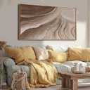 Earth Tone Abstract Wood Frame Wall Art Living Room Decor 24x48 Inch