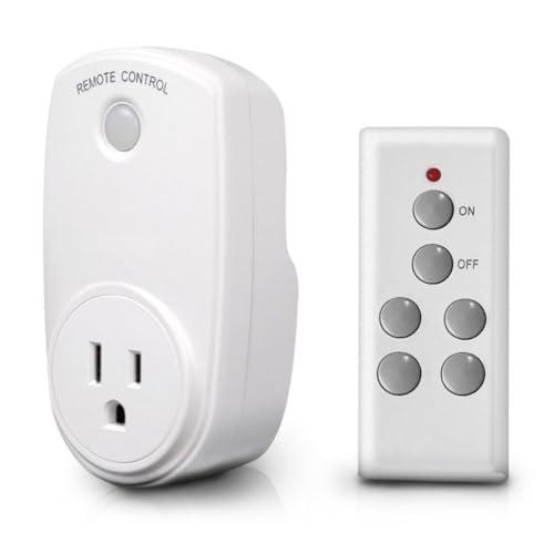 JOR Wireless Remote Control Electrical Outlet Switch, Strong RF Signal Covers 100 Feet Range, White, 1 Pc per Pack