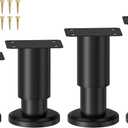 4 Pcs Metal Adjustable Furniture Legs 3.15-4.72 inch, Adjustable Cabinet Legs for Sofa/Bed/Chair/Couch/Dresser/Table, Heavy Duty Bed Replacement Support Legs for Bed Frame/Bed Center Slat