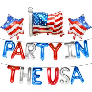 Party in the USA Red White and Blue Balloons, 4th of July Decorations 16 Inch Letter Balloons with American Flag and Star Patriotic Decor for Independence Memorial Veterans Day Home Yard Party Favors