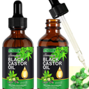 Jamaican Black Castor Oil, Cold Pressed Unrefined Massage Oil for Body, Hair, and Skin, with Eyelash & Eyebrow Brush