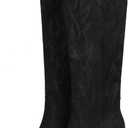iiimmu Tall Cowgirl Boots Women Pointed Toe and Block Heel Cowboy Suede Boots with Embroidered, Black, Size 7.5