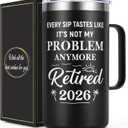 Qtencas Retirement Gifts for Men, Every Sip Tastes Like It's Not My Problem Anymore 20oz Insulated Coffee Mug, Goodbye Gift, Farewell Gifts for Men Friends Coworkers Dad Grandpa
