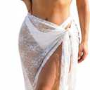 ZAFUL Women's Long Sarongs Floral Print Beach Bikini Wrap Skirt High Waist Swimwear Cover Ups Bottom Black One Size