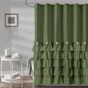 Seasonwood Green Ruffle Shower Curtain Farmhouse Shower Curtain 72 X 78