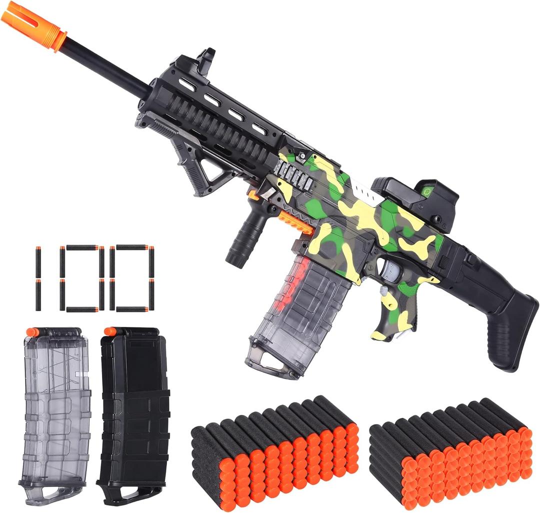 COOLFOX Electric Automatic Toy Gun for Nerf Guns Sniper Soft Bullets [Shoot Faster] Camouflage Burst Bullets for Boys,Toy Foam Blasters & Guns with 100 Nerf Sniper Darts, Gifts for Kids (Green)