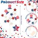 6 Pcs Red White Blue Decorations 4th of July Patriotic Floral​ Pick Artificial 250 Glitter Star Memorial Day American Flag Hat Stem Independence Day Decor for Home Vase Table Centerpiece