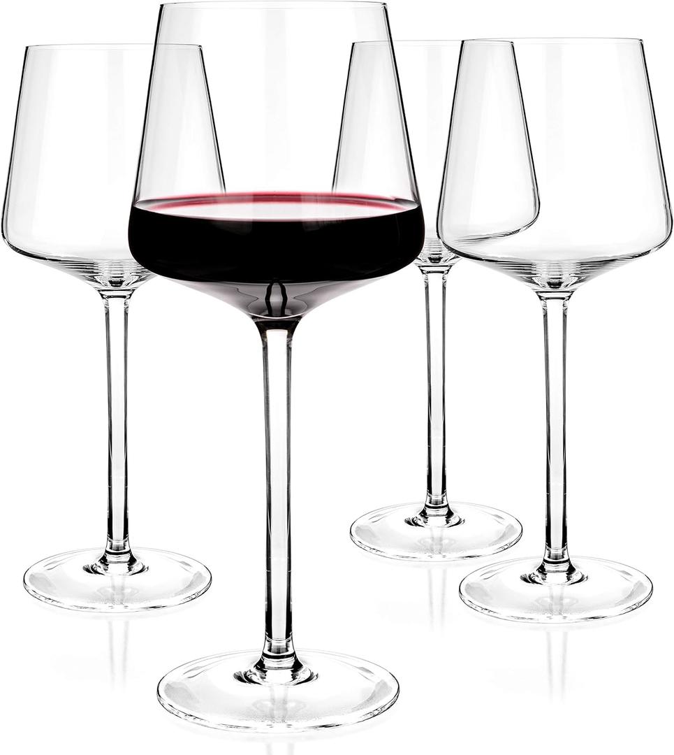 Crystal Wine Glasses 20.5-ounce, Set of 4 - Red or White Wine Large Glasses - Pinot Noir - Burgundy - Bordeaux - 600ml