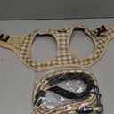 Dog Harness Step-in Breathable Puppy Cat Dog Vest Harnesses for Small Medium Dogs Beige Checkered Large (Chest 17''-20'', Weight 14-19 lb)