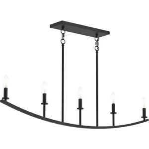 Progress Lighting Jheni 4.75 Inch 5-Light Chandelier, Transitional Ceiling Light, Matte Black (7 in. H x 44.5 in. L x 4.75 in. W), P400461-31M, Size: 45 Inches