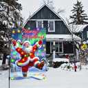 2 x Merry Christmas Garden Flag Double Sided 12x18 Flag Festive Santa Xmars Garden Flag Santa With Christmas Lights And Snowy Scene Outdoor Holiday Yard Lawn Decoration Banner
