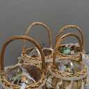 Thyle 4 Pcs Rattan Woven Flower Basket for Wedding Handwoven Rustic Wicker Floral Storage Basket with 4 Pcs Artificial Flowers Decorative and Handle for Home Wedding Birthday Decor