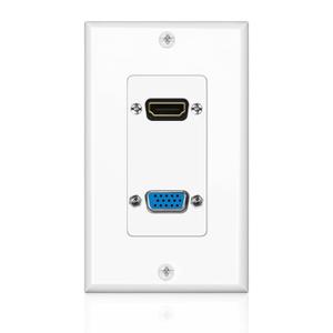 TNP HDMI + VGA Wall Plate Port Jack 4k UHD ARC/eARC Ethernet Pass-Thru Full HDCompatible & VGA Composite Audio Video Wall Face Plate Panel Outlet Cover