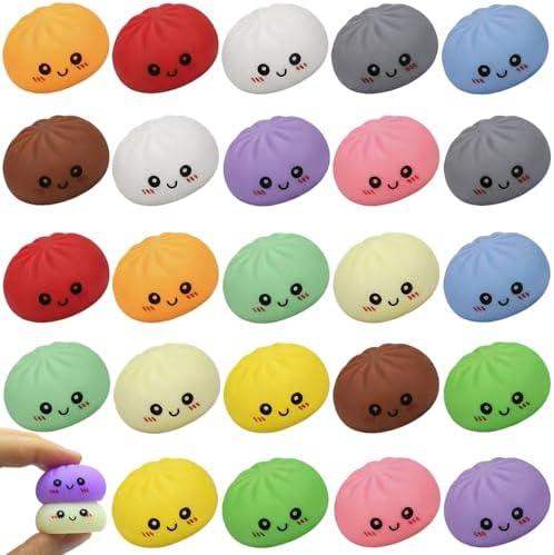24PCS Dumpling Squishy Pack, 12 Colors 2 Each – Taba Squishies Kawaii Squishy Fidget Toys, Cute Squishy Dumpling Stress Relief Party Favors Birthday Gifts