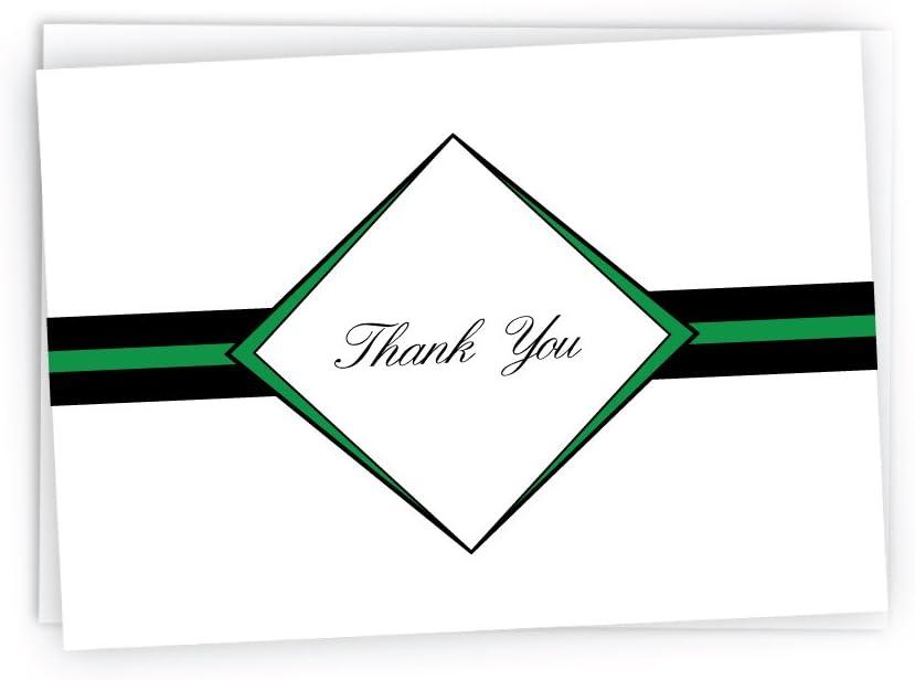 Diamond Thank You Cards - 48 Cards & Envelopes (Green)