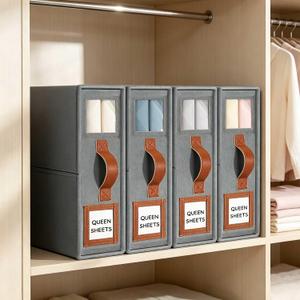 GhvyenntteS Bed Sheet Organizers and Storage, 4 Pack Closet Organizer