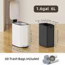 KSSKSS Small Bathroom Trash Can with Lid Soft Close, Step Pedal, 6L / 1.6 Gal Stainless Steel Garbage Bin with Removable Inner Bucket, Slim Wastebasket for Narrow Spaces (White)