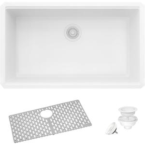 Ruvati 32x19-in Arctic White Granite Undermount Kitchen Sink - RVG2080WH, 33 inch