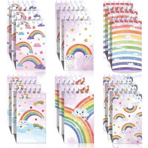 Chinco 24 Pcs Rainbow Party Favors Mini Rainbow Pad Paper Notebook Party Favors Rain Bow Notepad Small Spiral Pocket Notepads Bulk 2.4 x 3.9 Inch Bound Memo Little Notebooks Birthday Office Supplies