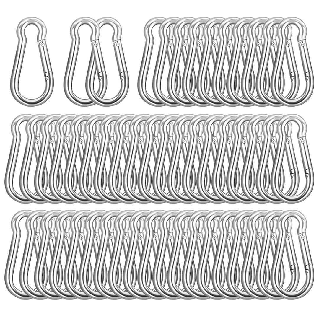 2.36'' Carabiner Clips, 1/4 Inch Heavy Duty Galvanized Steel Spring Snap Hook, Small Carabiner Clip 260LBS Holding Capacity Quick Link Clip Keychain for Hammock Dog Leash & Camping Gym(40 PCS M6)