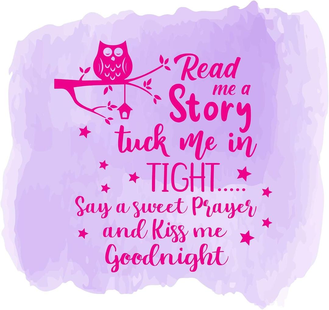 Children Tuck Me in Tight Adorable Quote Wall Decal Decoration Say a Sweet Prayer Beautiful Little Stars Cute Baby Owl Lasts Years and Easily Removable - Size: 40 in(W) x 36 in(H)