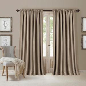 Elrene Home Fashions All Seasons Energy Efficient Room Darkening Rod Pocket Window Panel, 52" x 84" (1), Taupe
