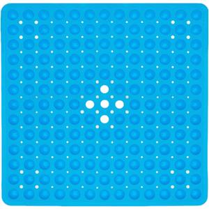 ENKOSI Non-Slip Square Shower Mat 21 x 21 inch  Anti-Slip PVC Bath Mat for Inside Shower Stalls  Durable Shower Floor Mat with Suction Cups and Drain Holes (21x21 Clear Blue)