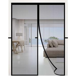 RELIANCER Fiberglass Magnetic Door Screen,Fit Door Size 34"x78",Auto Close Screen Door Mesh w/Magnets,Patio Doorway Net Screens,Self-Closing Doors Cover,Anti Mosquito Doorway Curtain,Mesh Partition, Black