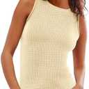 Imily Bela Womens Sleeveless Sweater Vest Casual Crewneck Loose Fit Knit Tank Tops Lightweight Trendy Summer Ribbed Pullover, L