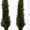 Nearly Natural 5ft Cedar Topiary Artificial Trees - UV Resistant, Realistic Green Foliage, Cone Shaped, Indoor/Outdoor Decor, Set of 2