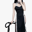 Mingnos Sexy Nun Costume Outfit Cosplay Lingerie for Women Cutout High Slit Lace Dress with Nun Headpiece (M/L) (Without Wip)