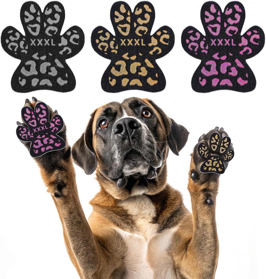 KOOLTAIL Anti-Slip Dog Paw Protector Gripper Traction Pads for Hot Pavement, Dog Feet Stickers with Stronger Adhesive on Hardwood Floors for Senior Dogs,Pet Shoes Booties Socks Replacement (36 pcs)XL (Grey+Beige+Pink)