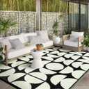 Wonnitar 8x10 Outdoor Rug, Large Waterproof Reversible Outdoor Patio Area Rug, Indoor/Outdoor Plastic Straw Portable Camping Rug for Outside RV Balcony Garden Deck (Black & White,8'x10')