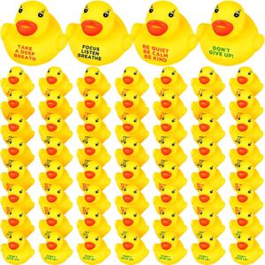 Lenwen 60 Pcs Rubber Duck Bulk Bath Toy Mini Inspirational Gift Motivational Rubber Ducks Thank You Gifts Inspirational Party Favors Baby Shower Decorations Birthday Party Favors (1.3 Inch)