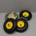 (Pack of 4) AR-PRO 4.10/3.50-4" All Purpose Utility Air Tires and yellow Wheel - with 10" Inner Tube, 5/8" Axle Bore Hole, 2.2" Offset Hub and Double Sealed Bearings for Hand Trucks and Gorilla Cart