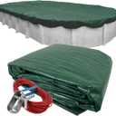 Robelle 12 x 21 ft Heavy Duty Dura-Guard Oval Cover for Above Ground Pools Green Pool Cover, 4 ft Overlap (16 x 25ft Cover Size), Solid 8 x 8 Scrim, 2.36 oz/yd2, Style: 321221-4A