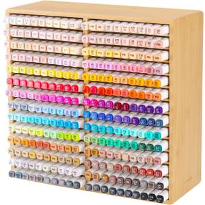 walowalo Marker Organizer Hold 176 Markers Birthday Gifts Christmas Gifts Bamboo Pen Holder Art Supply Pencil Storage Organizer 22 Compartments All-in-One Marker Storage for Home Office Desk Classroom