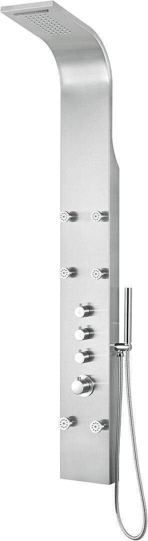 ANZZI Shower Head Panel Tower System | Fontan | Brushed Steel 6 Turbo Jetted & Multi Functional | High Pressure Jet + Rainfall + Handheld Wand Attachment Combo | Wall Mount SP-AZ026