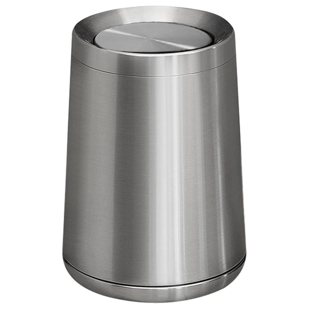 8L/2.1GALbrass Garbage can with Swing lidBrushed Nickel Gold Trash can,Matte Gold Trash can for Bathroom,Powder Room,Bedroom,Laundry Room (silver-32-8l)