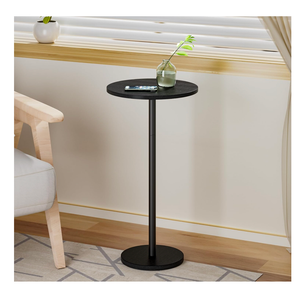 Small Round Side Table, Coffee Drink Table for Small Spaces, Modern Night Stand with Metal Leg, Weighted Iron Base Pedestal Round End Tables for Living Room, Bedroom, Narrow Corners,Sofa Couch