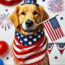 5 x Welcome 4th of July Golden Retriever Dog Patriotic Garden Flag America USA Pet Yard Outside Decoration American Flag Outdoor Small Home Decor Double Sided 12 x 18