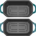 Flavehc Bread Pan Cast Iron Loaf Pan with Lid Bread Loaf Pan 8.5x4.5 Inch Loaf Pan Enameled Cast Iron Sourdough Loaf Pan, DarkCyan
