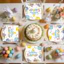 4 x 50Pcs Happy Easter Paper Napkins - Cartoon Colorful Eggs Bunny 13 x 13 Inches Luncheon Napkins Disposable Dessert Dinner Hand Napkins for Easter Birthday Party Supplies