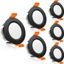 2 Inch LED Downlight, 3W Recessed Lighting Dimmable Ceiling Light Kit, 3000K Warm White, CRI80 Black Can Lights with LED Driver(35W Halogen Equivalent), 6 Pack